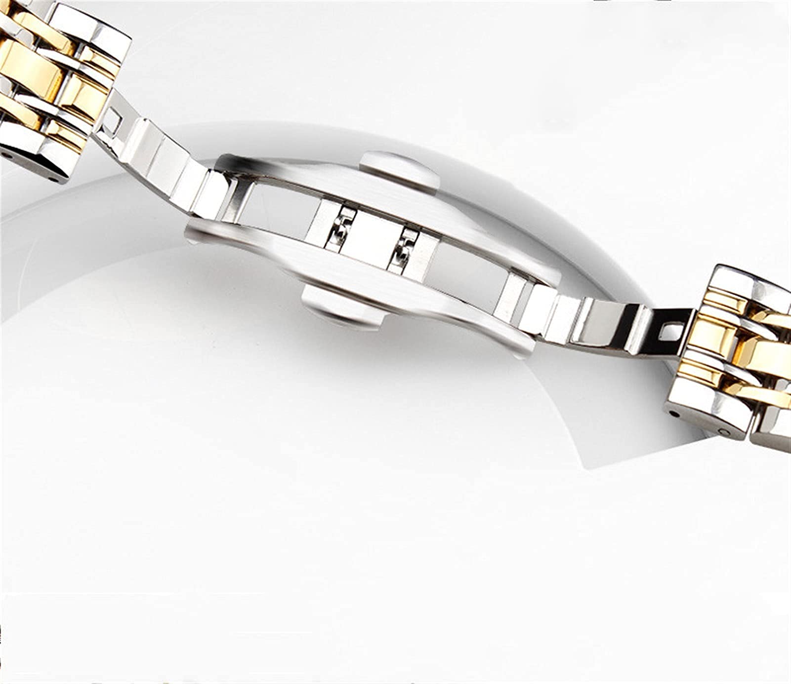 Uhrenarmband Sieben Perlen Edelstahlarmband Schnellverschluss Ersatzarmband 20mm 22mm (Roségold 20mm)