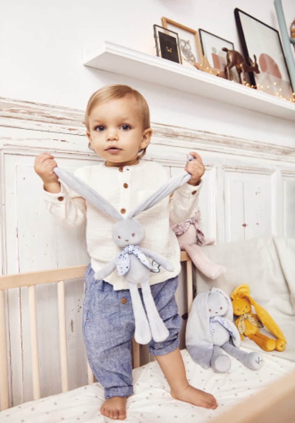 KALOO - Lapinoo - Peluche Conejo - Peluche Bebe Jersey y Punto - 25 cm - Color Azul - Materiales Muy Suaves - Caja de Regalo - Desde el Nacimiento, K969939 - 3