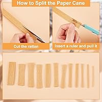 Vista 4 de OLYCRAFT Bastón de tejido de papel de 21 yardas, caña de ratán de papel de 5/8 pulgadas, 12 capas de fibra para hacer tejido de ratán, tejido
