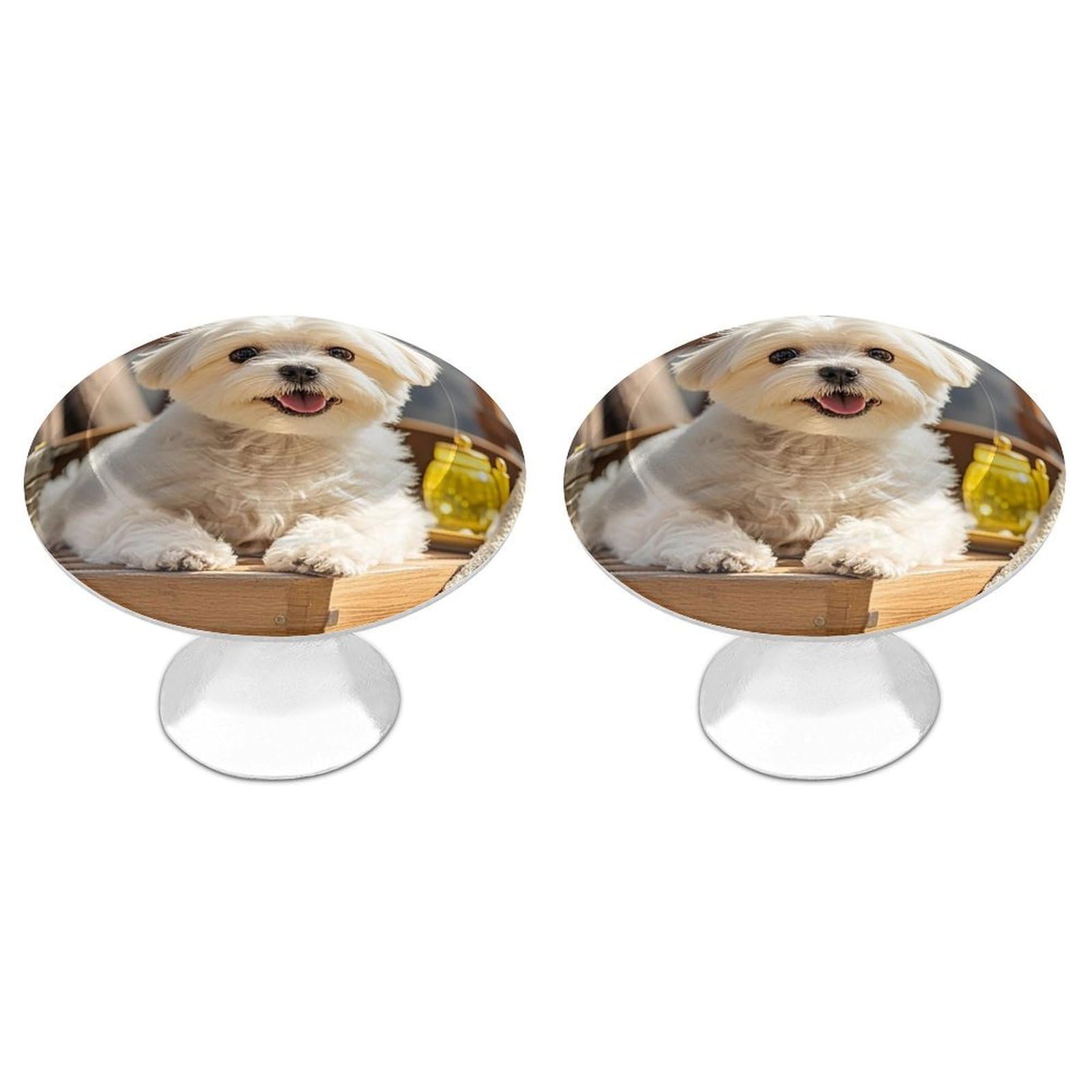 Btcowzrv Style Cute Maltese Puppy Dog 2 Pack Cabinet Knobs Drawer Pulls