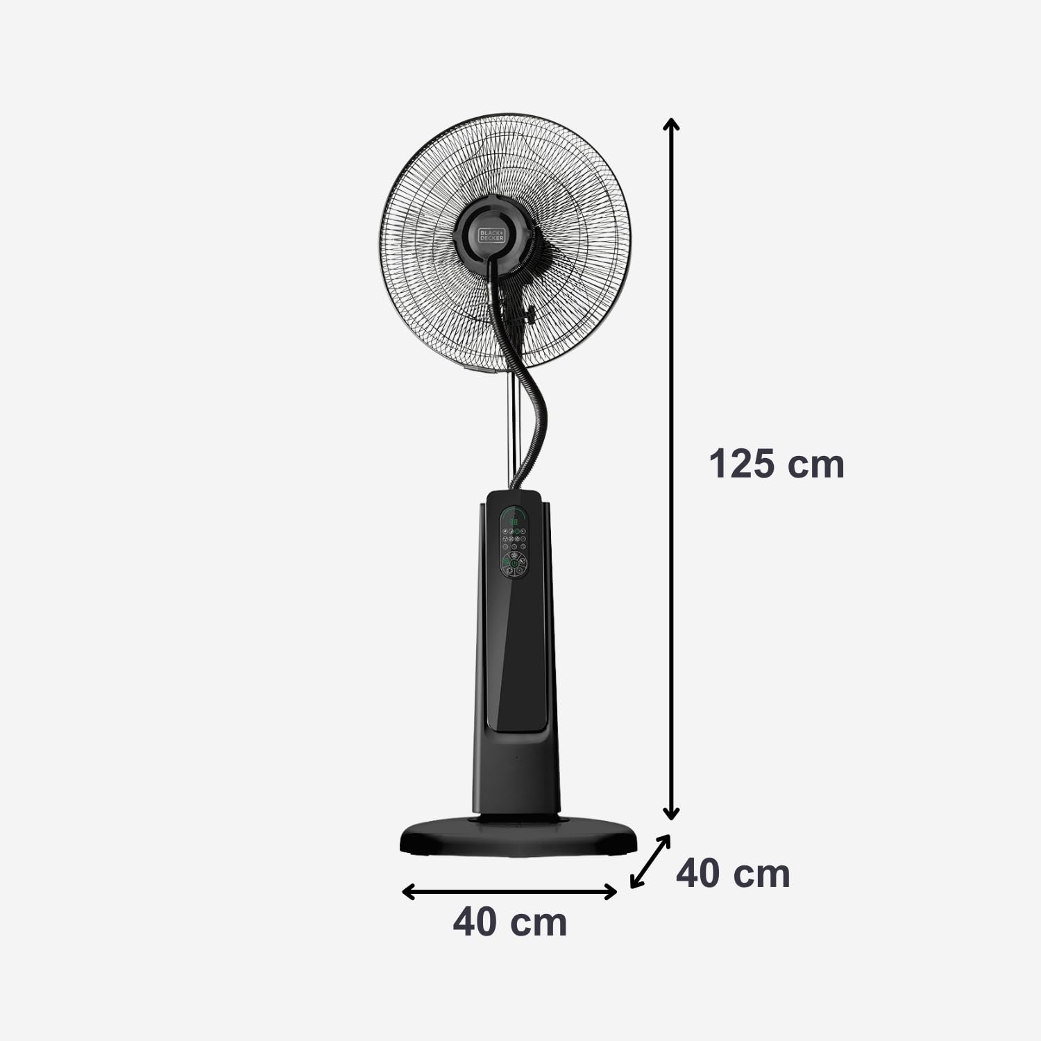 BLACK+DECKER - Ventilatore a piantana con nebulizzatore 75W | 3 velocità | Display digitale | Oscillante | Telecomando | Serbatoio 2L