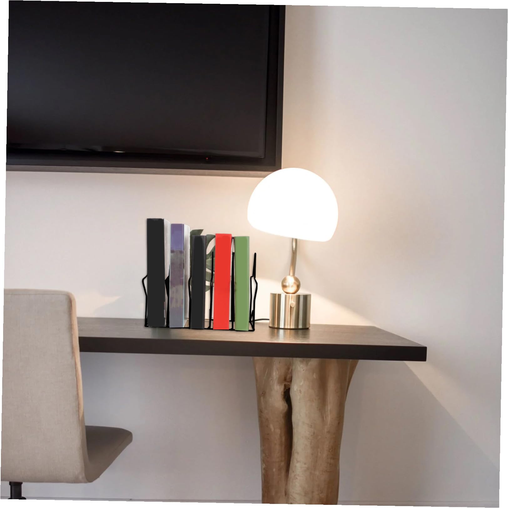 Libreria in Metallo a Forma Di Stella Nera, Fermalibri Da Scrivania Per Ufficio e Casa, Supporto Per Libri e Portariviste Elegante e Compatto