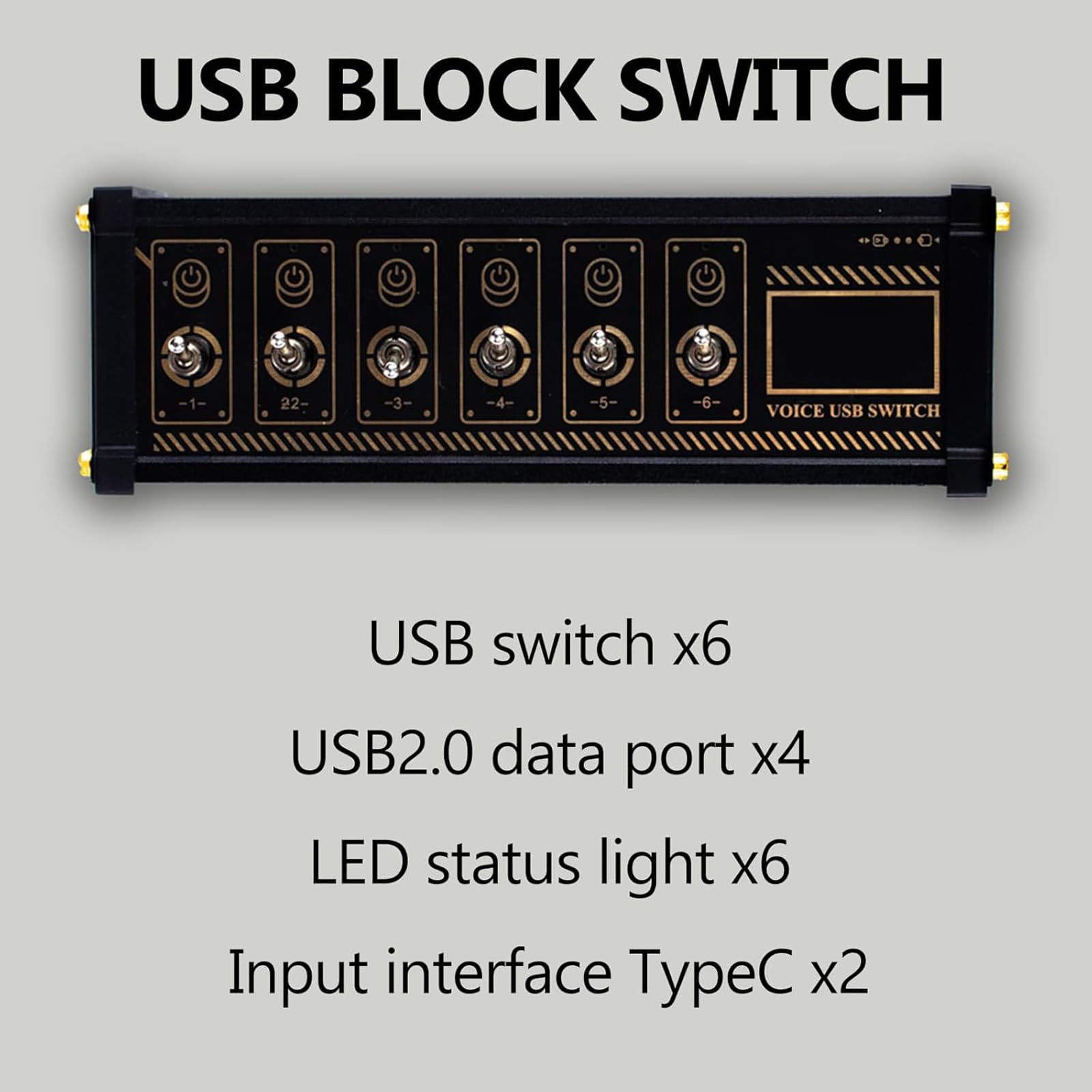 6-portowy rozdzielacz USB C, 6-portowa stacja dokująca USB z 6 wskaźnikami stanu LED i niezależną konstrukcją sterowania, udostępnianie urządzeń USB do telefonów, tabletów, gadżetów