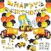BOYATONG Decorazione di Compleanno di escavatori, Decorazioni di Compleanno Bau, Palloncini stagnola per Auto antincendio per Veicoli da Costruzione, Ragazzi di Decorazione di Compleanno (Bau)