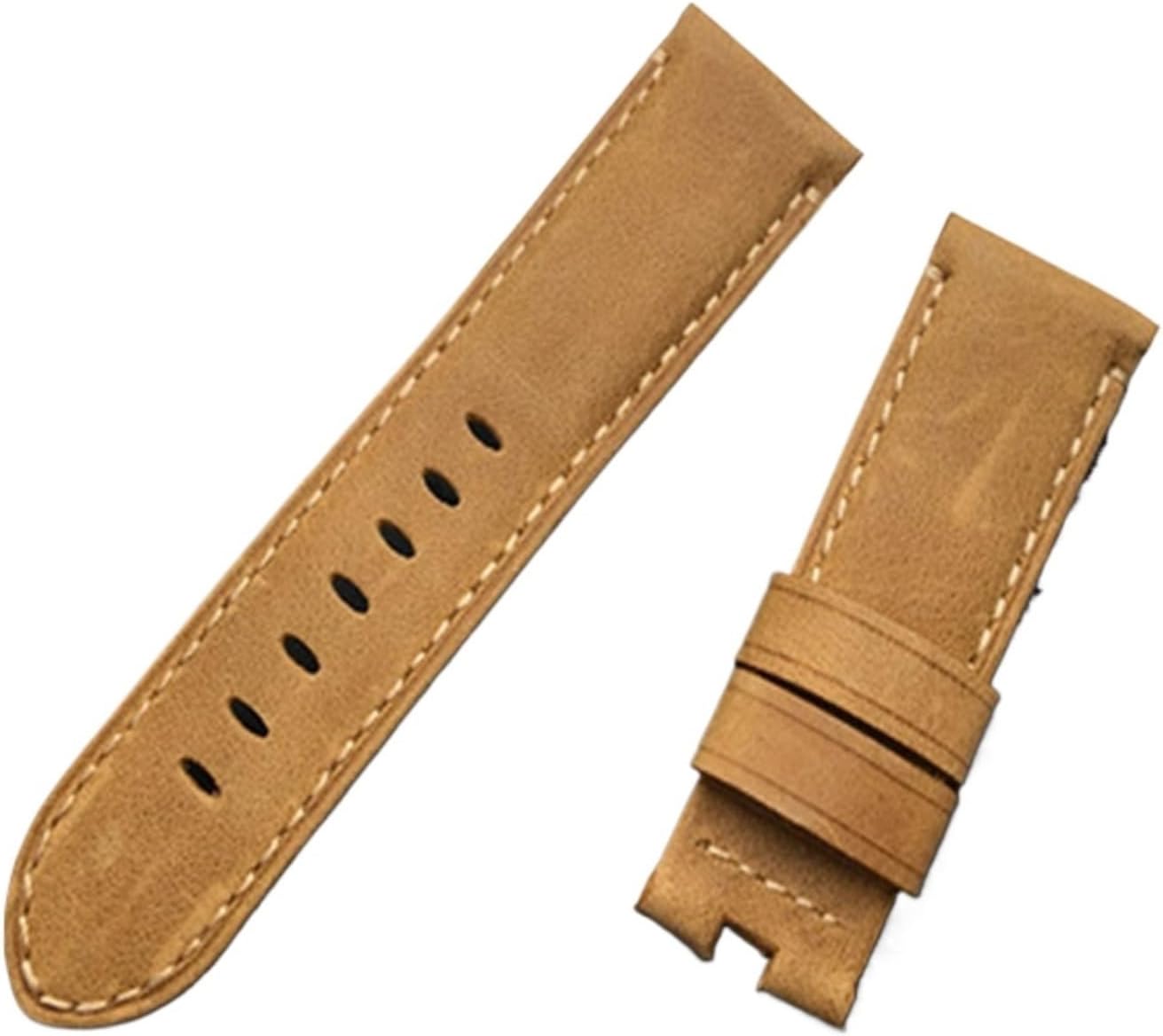 MJMT06 24mm Brown Gray Vintage Retro Compatible with Strap Watch Band Butterfly Buckle Belt