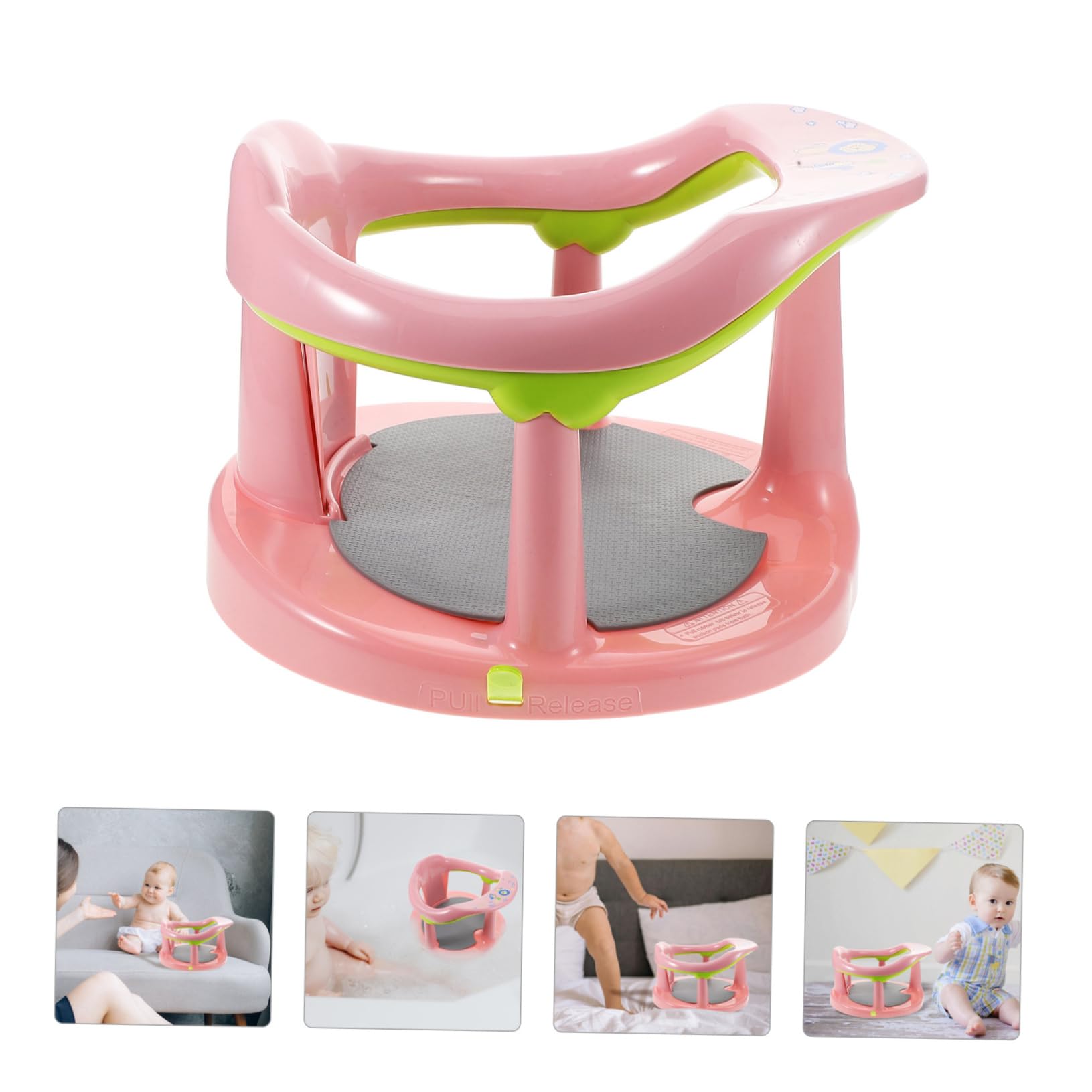 Kisangel Asiento de Baño para Ñiño Antideslizante de Pp y Tpr Cómodo para Recién Nacidos Respaldo, Adecuado para Baño Seguro y Confortable