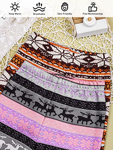 Toddor 2 Pack Girls’ Fleece Lined Leggings Soft Printed Ankle Length Tights Pants Winter Warm Thick Stretchy Pants Multicolor #TOP3