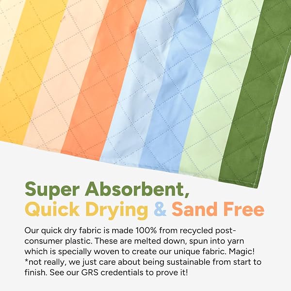Dock & Bay Picnic Blanket - Quick Dry & Water Resistant - 100% Recycled Materials - Large (170x170cm) - Candy Stripes - 3