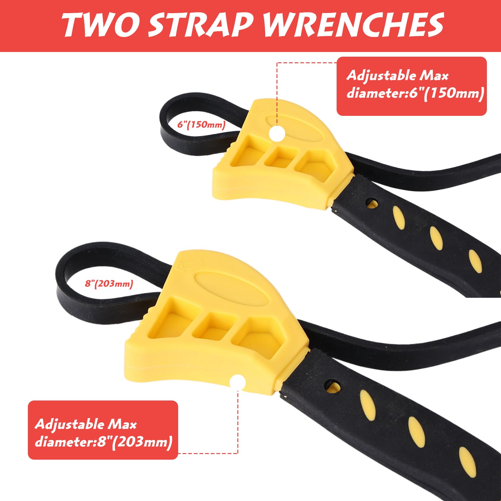 Mythosurge Strap Wrench Set, 2pcs 550mm and 600 mm Strap Pipe Wrench Adjustable - Image 2
