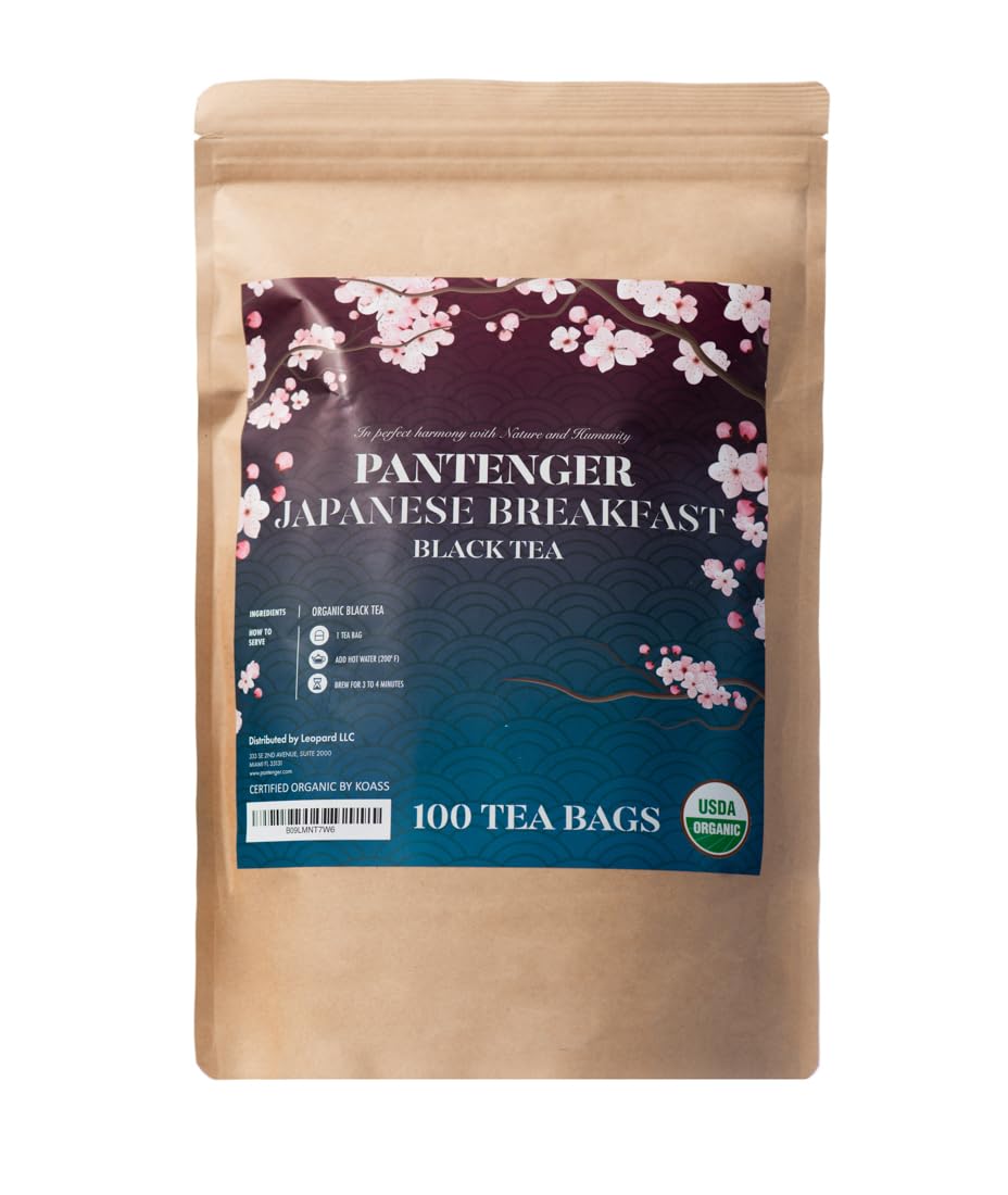 Organic Black Tea | 100 Tea Bags - Fine Japanese Breakfast Tea | Full Leaf Black Tea Organically grown in Japan, Caffeinated | By Pantenger.