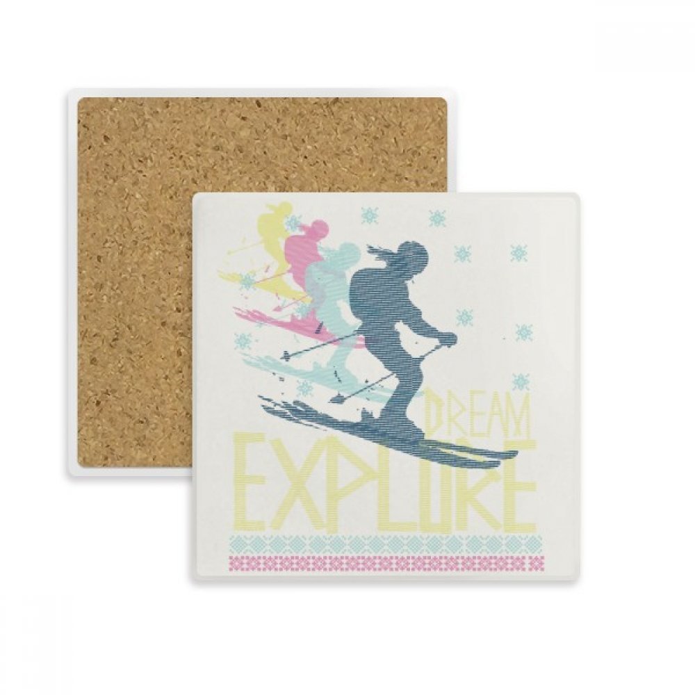 Ski dessous de verre absorbant en pierre colorée pour tasses et verres