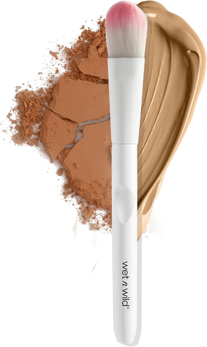 Foundation Brush, Densely-Packed Synthetic Fiber Bristles for Liquid, Cream & Powder, Ergonomic Handle for Comfortable Control