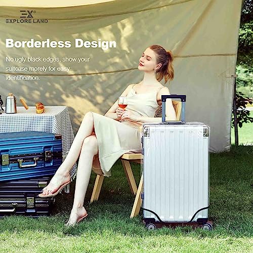 Image of Explore Land Travel Luggage Cover Air Approve Suitcase Protector Fits 18-32 Inches Case, Clear PVC, S /M