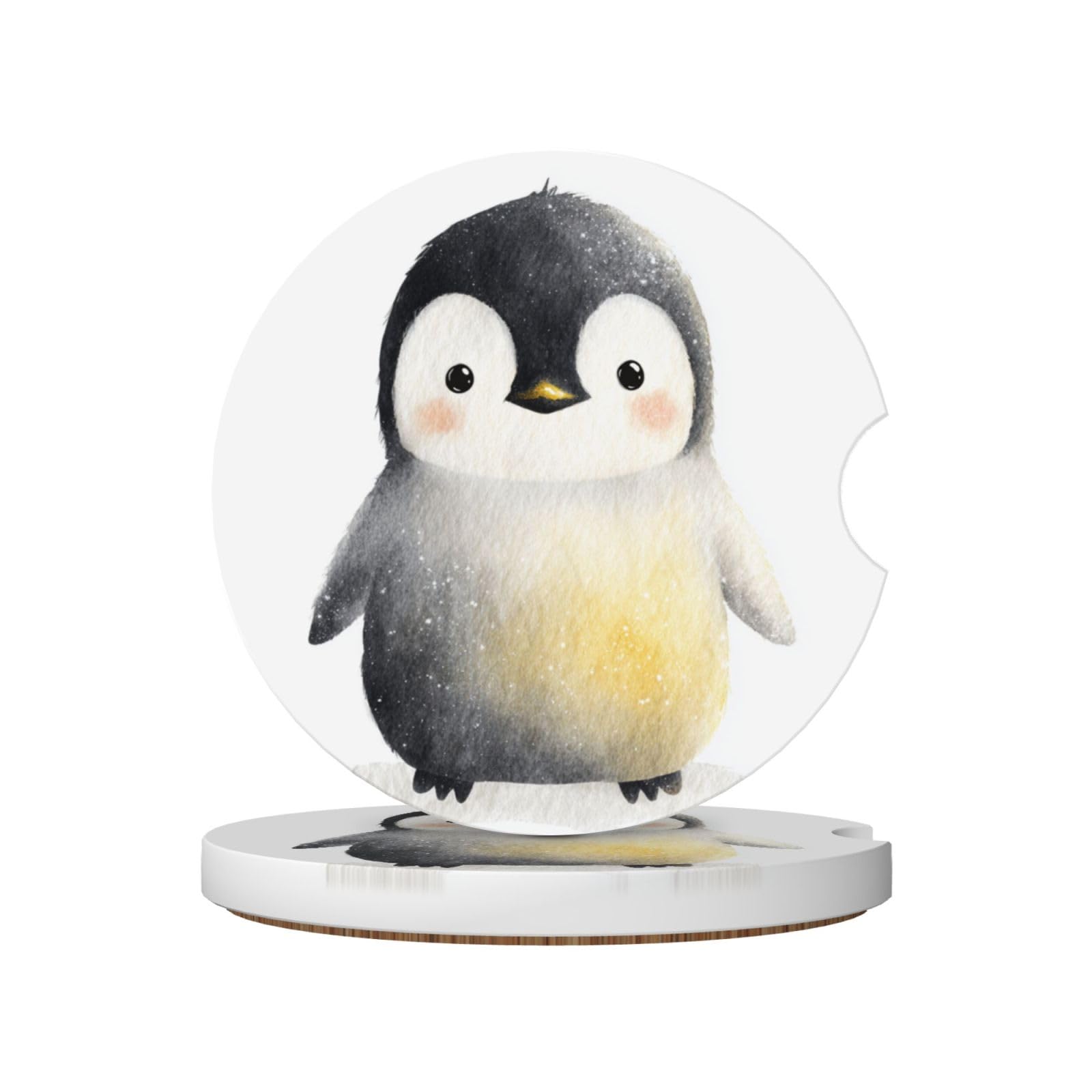 Simple Cute Penguin Watercolor Ceramic Coasters,2pcs