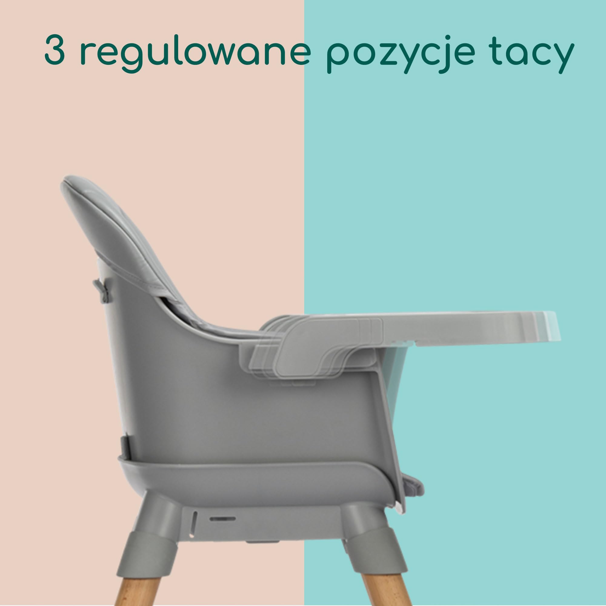 Bebeconfort Avista 2, 4w1 wysokie krzesełko, podstawka podwyższająca, krzesło do jadalni dla malucha, 6 miesięcy - 14 lat (9-60 kg), wyściełane poduszki, regulowana tacka, Tinted Grey