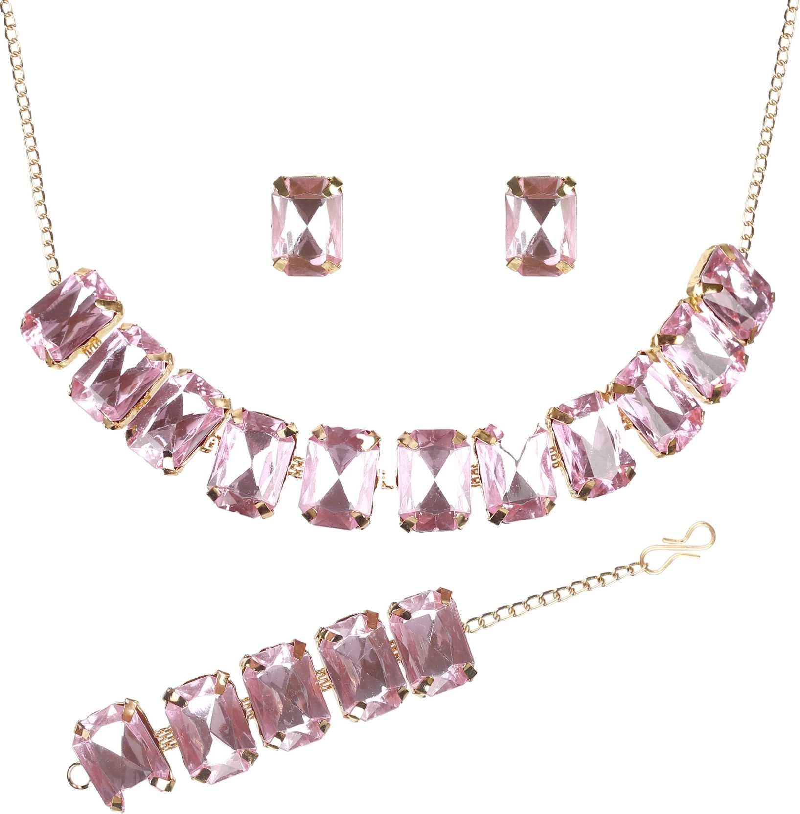 Handicraft Kottage Stone Choker Necklace With 1 Bracelet, 1 Ring and 2 Earring Imitation Jewellery Set for Women & Girls for Every Occasion (Pink) (B0BCYXKXHQ) Amazon Price History, Amazon Price Tracker