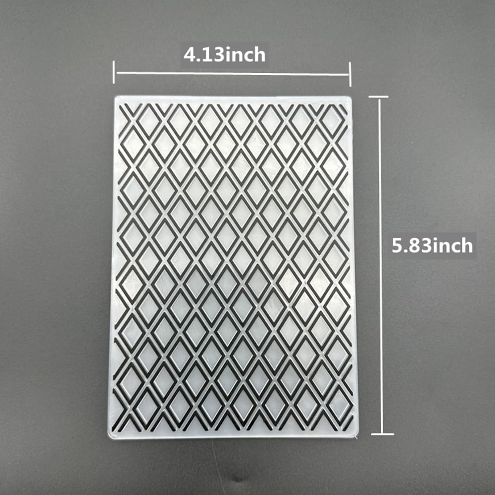 3D Plastic Embossing Folder Template Diamond Grid Pattern Texture A6 Size for Card Making DIY Scrapbooking Paper Crafting Handmade Crafts Scrapbooking Arts Supplies Scrapbook Decor