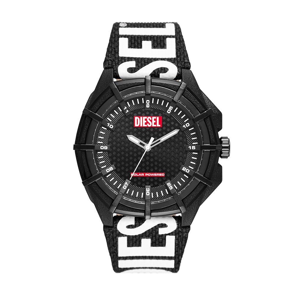 Diesel Framed Uhr für Herren, Solarbetriebenes Quarzwerk mit Silikon- oder Lederarmband
