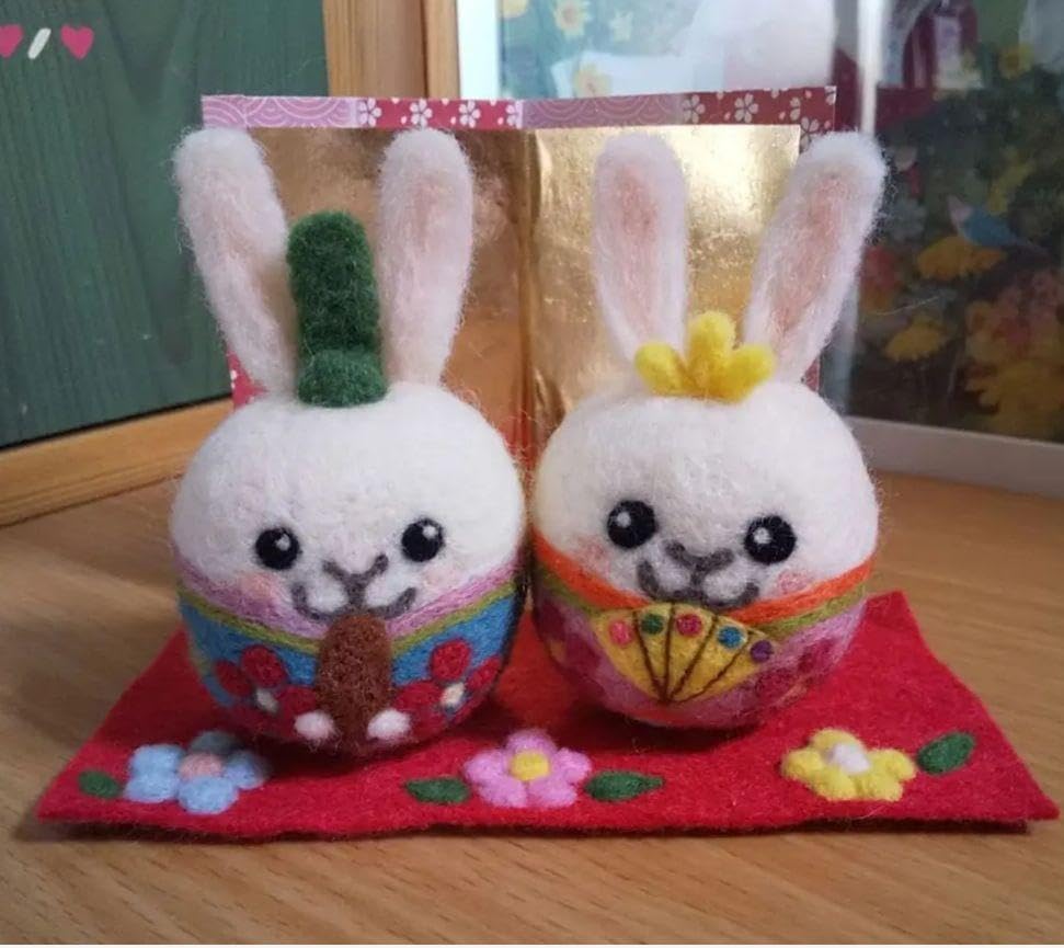 羊毛フェルト うさぎのお雛様 雛人形 ハンドメイド 雛人形 ひな祭り