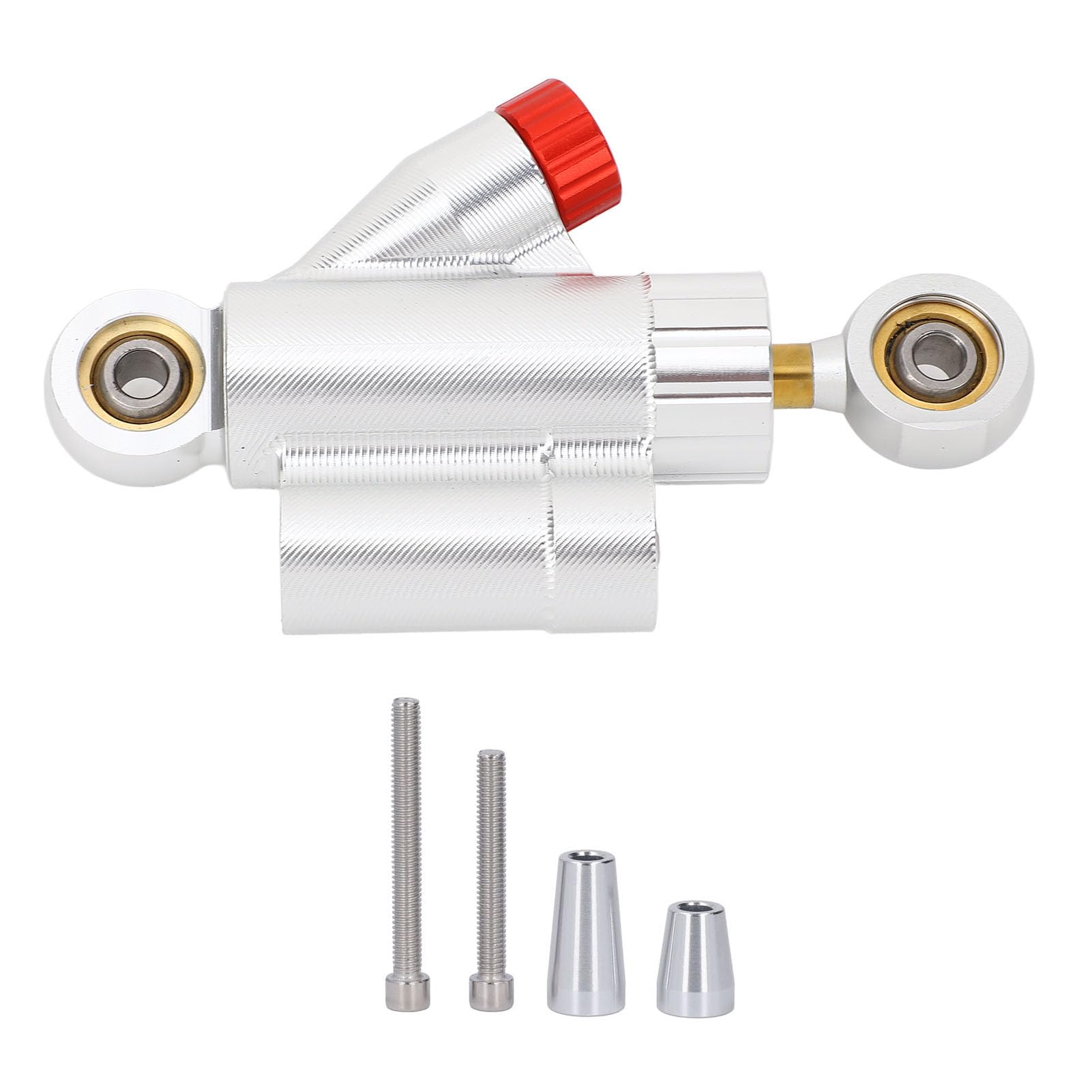 Motorcycle CNC Adjustable Steering Damper Stabilizer Safety Control Universal for Motorbike, CNC Aluminum Alloy Steering Damper (Silver)