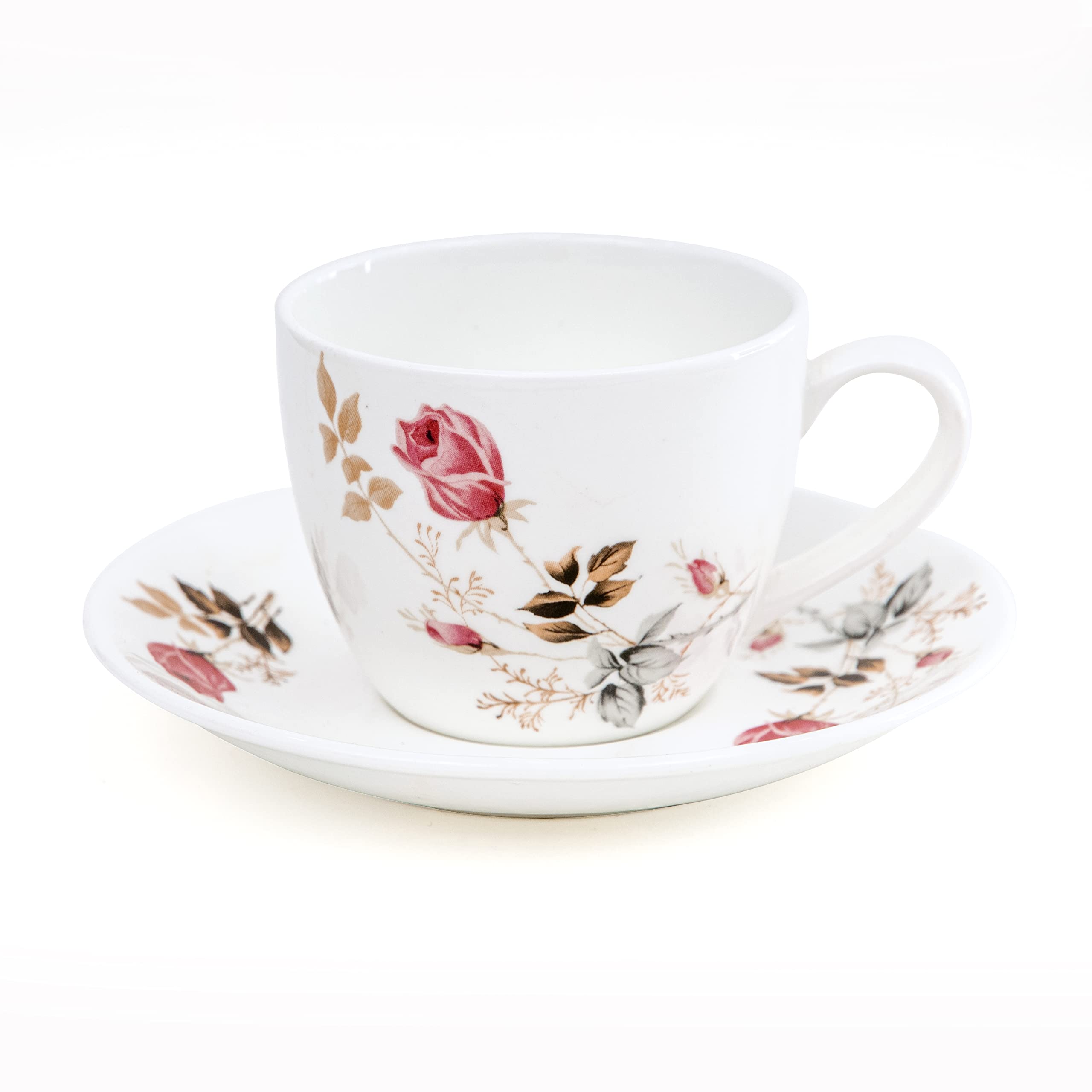 Clay Craft Fine Ceramic | Floral Printed | Tea/Coffee Cups - Set of 6-180 ml Each (Cup Saucer) - Image 4 thumbnail