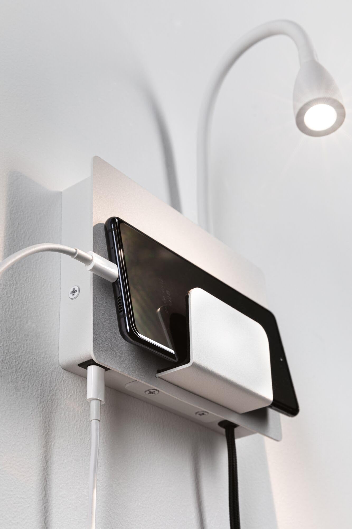 Paulmann 71100 LED oprawa naścienna Halina USB C 2700K 200lm 230V 2,4W biały matowy, lampa naścienna do czytania