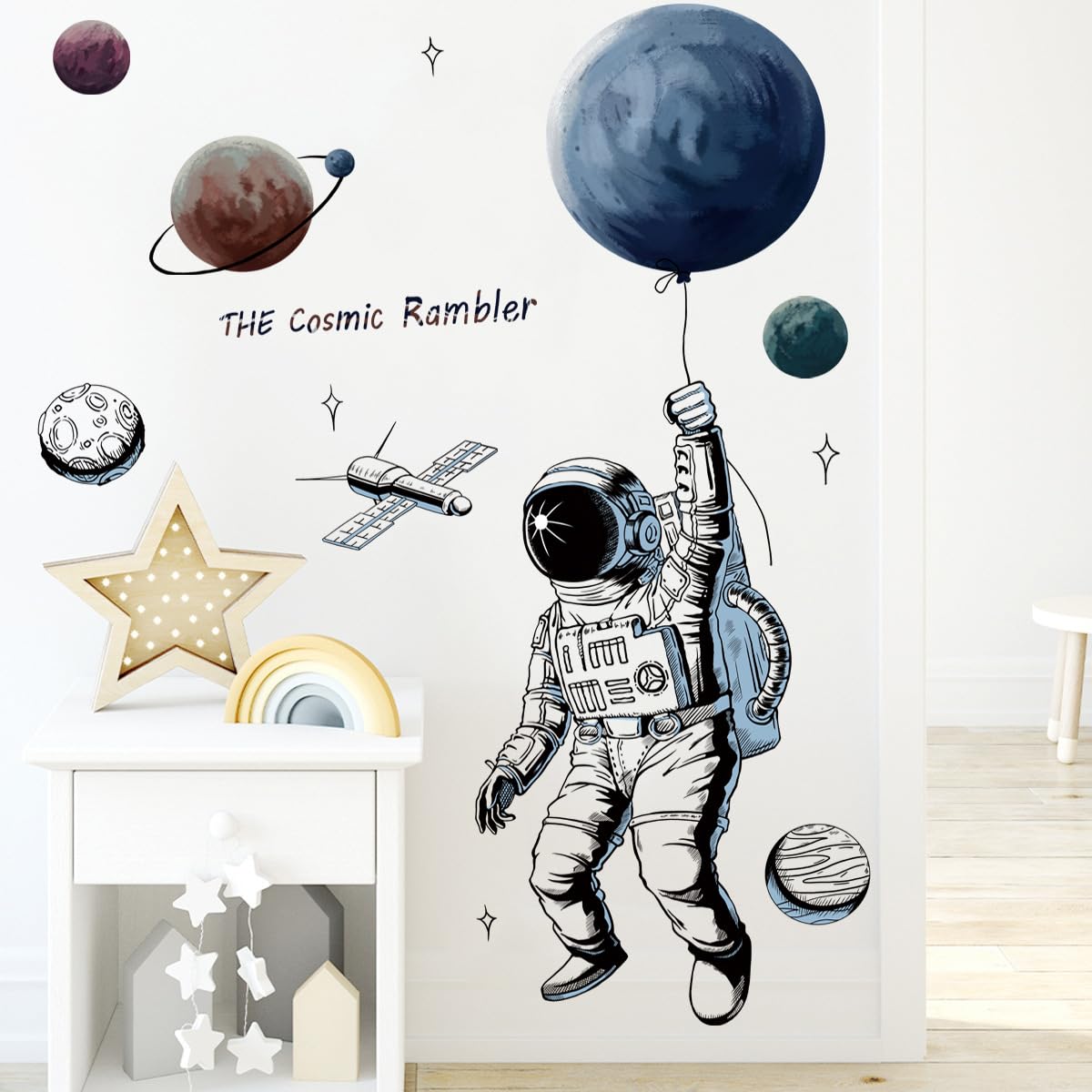 Sticker Children's Room 3D Effect Ultimate Wall Sticker Astronaut Wall Sticker Cosmic Stickers Space Wall Sticker - Image 3