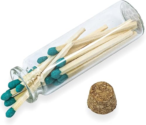 Miniatura 2 de Safety Matches in Jar - Frasco de vidrio Strike On Bottle de cerillas de 2 pulgadas (tarro de 40 cerillas, verde claro)