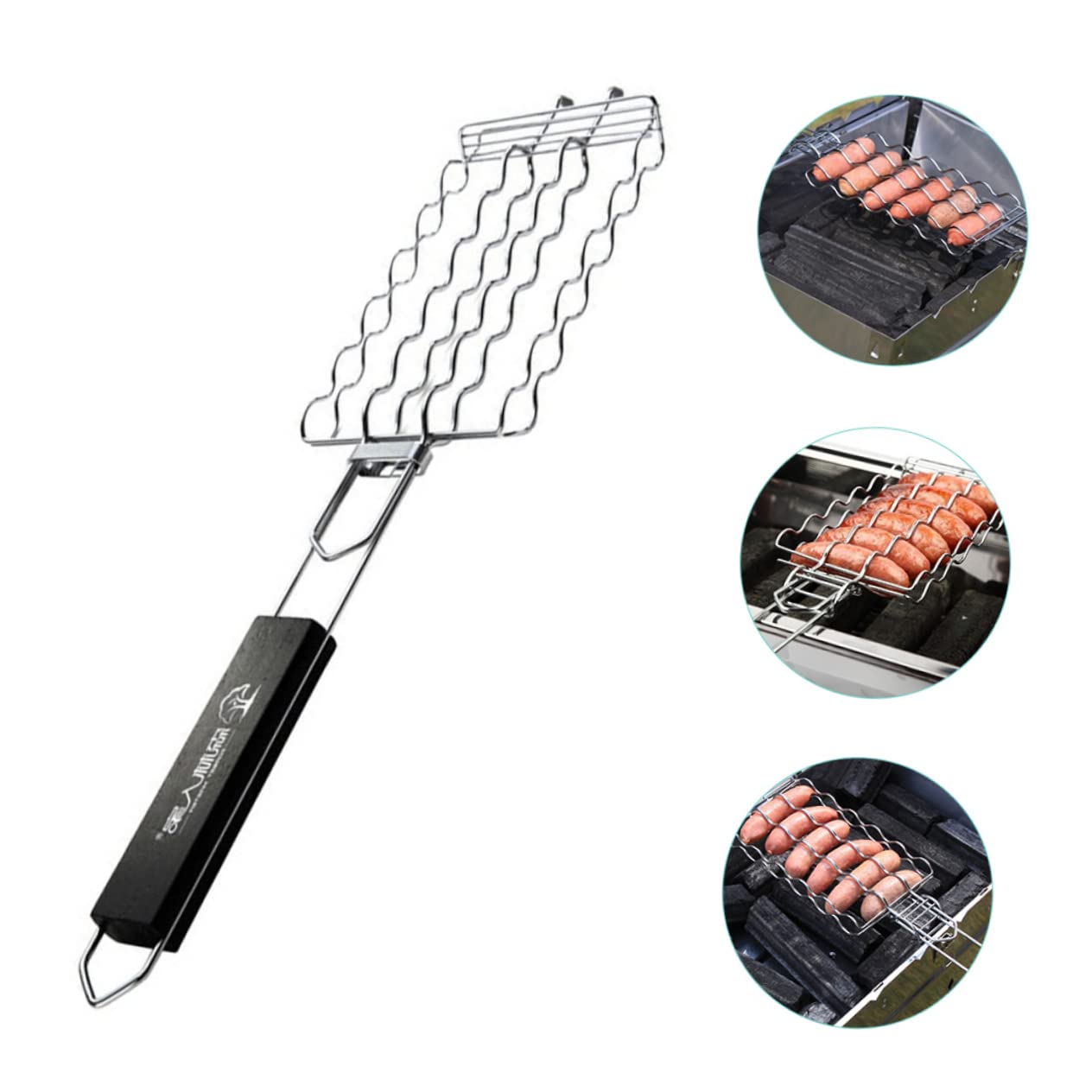 Kosz do grillowania z siatką, Siatka do grilla BBQ z siatką na kiełbaski do biwakowania na świeżym powietrzu, wielokolorowa