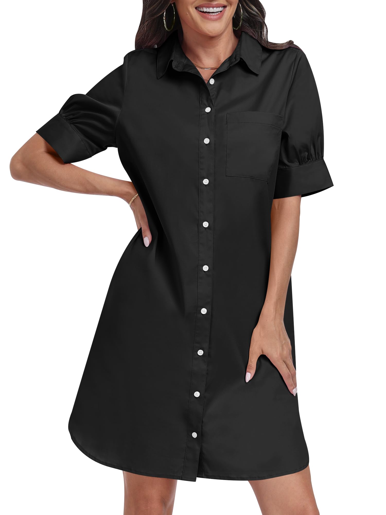 ANRABESS Womens Button Down Shirt Dress Summer Shift Dresses