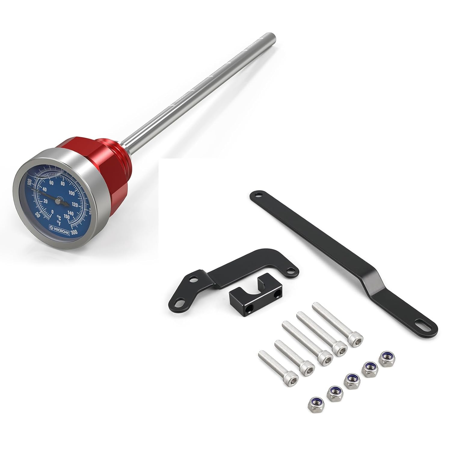 NICECNC Red Oil Level Gauge Dipstick Temperature + Rear Subframe Support Arm, See Fitment