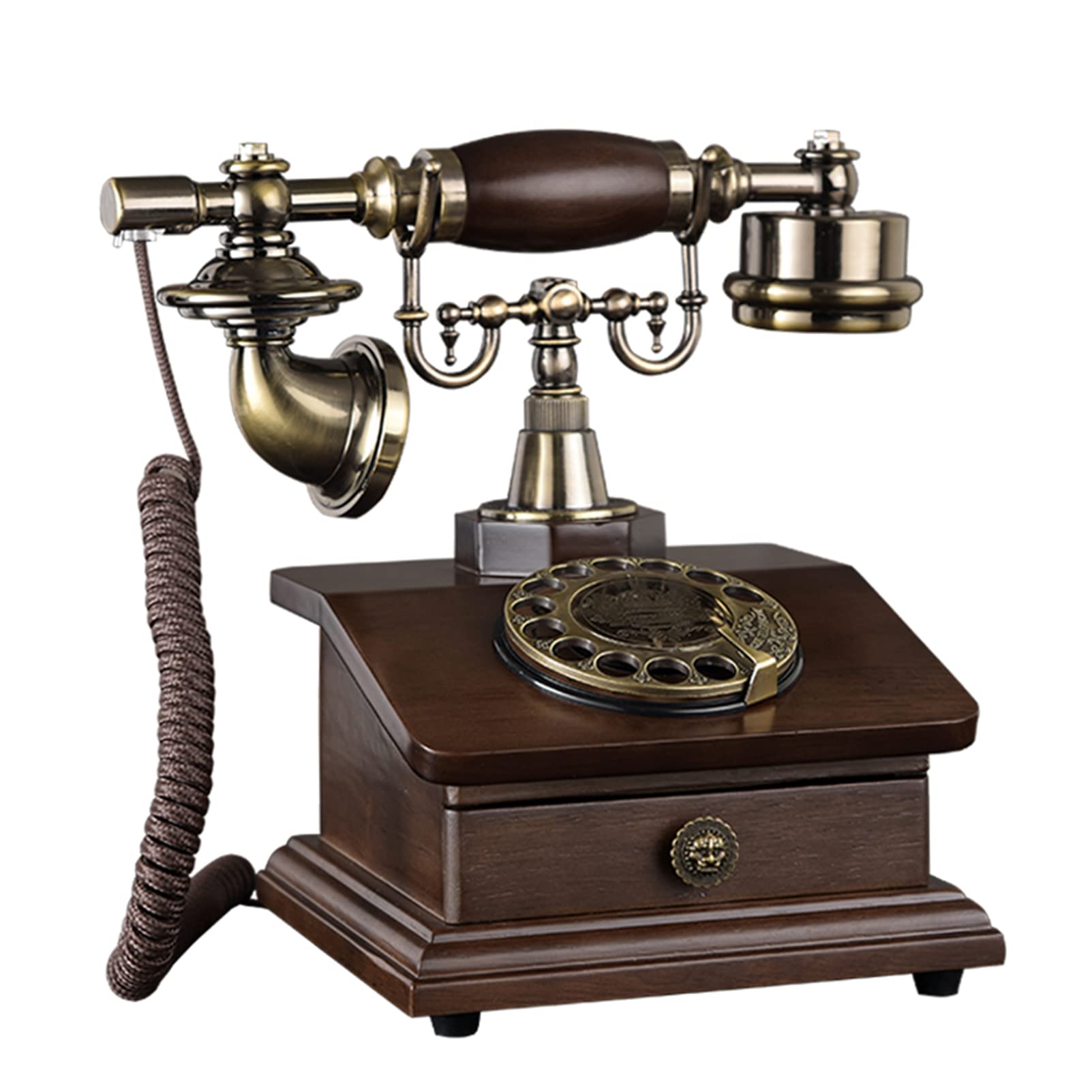 Regalo Creativo per Decorazioni per la casa Telefono Decorativo retrò Imitazione Rame Telefono Fisso Vintage Telefono di Vecchia Moda con quadrante rotativo (suoneria Singola, Colore caffè)
