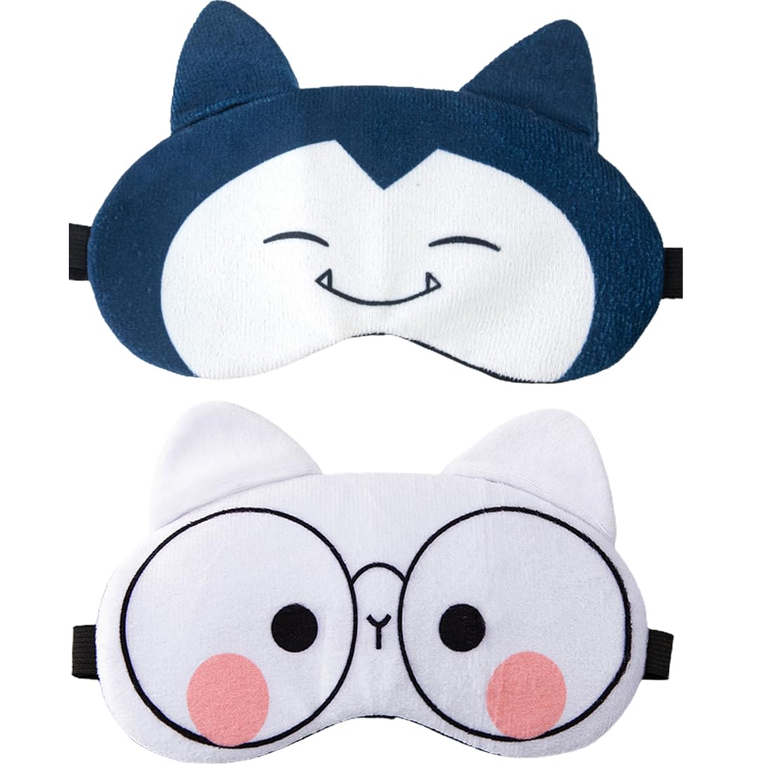 2 Piezas Bonitas Antifaz para Dormir para Niños de Gato de Dibujos Ajustable Antifaces Máscara de Noche Mascara de Dormir Bloquear la luz dormir para Ojos Antifaz para Dormir para Adultos Viajes