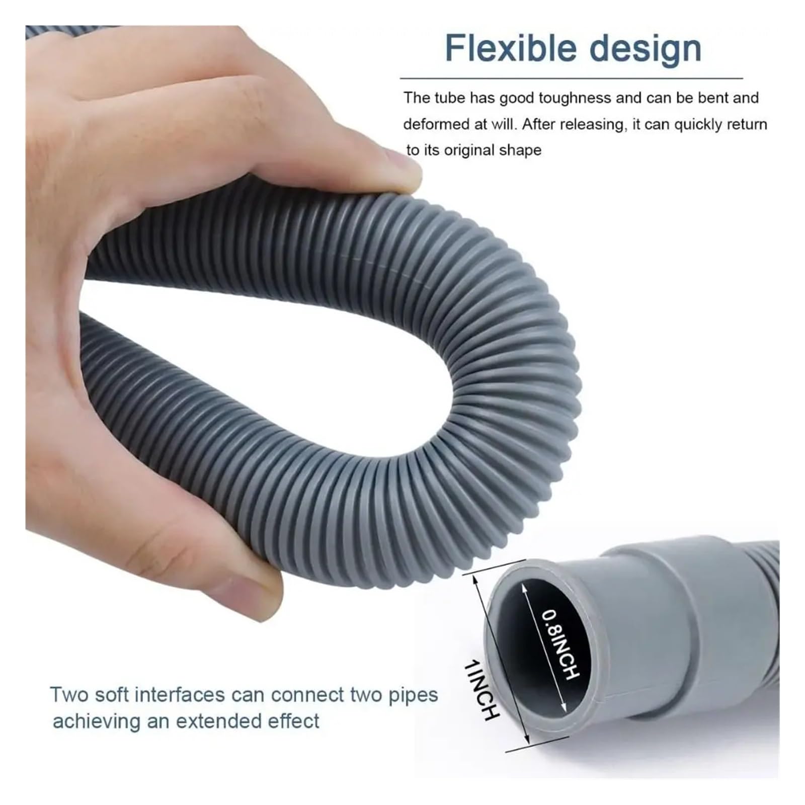 Tubo Corrugado Flexible De Manguera De Drenaje De Lavadora EVA | Tubo De Descarga De Lavadora 1m 3 Metros 5m Manguera De Desagüe for Lavavajillas Lavandería(4m)