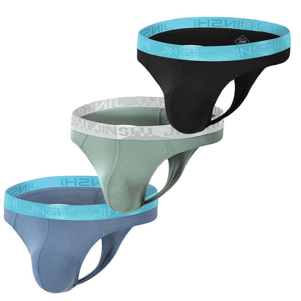 Men T-Back G String Thong Underwear Bulge Pouch 3-Pack