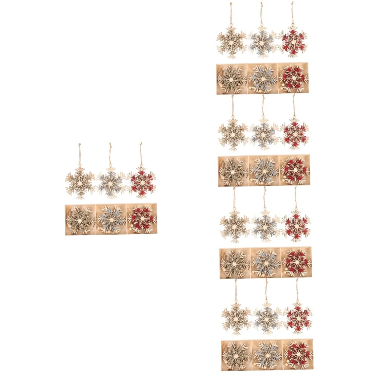 CLMJHG FCXDMY 30 pièces Ornements d'arbre de Noël Pendentifs Flocon de Neige de Noël décorations en Bois pour Suspendre Noël