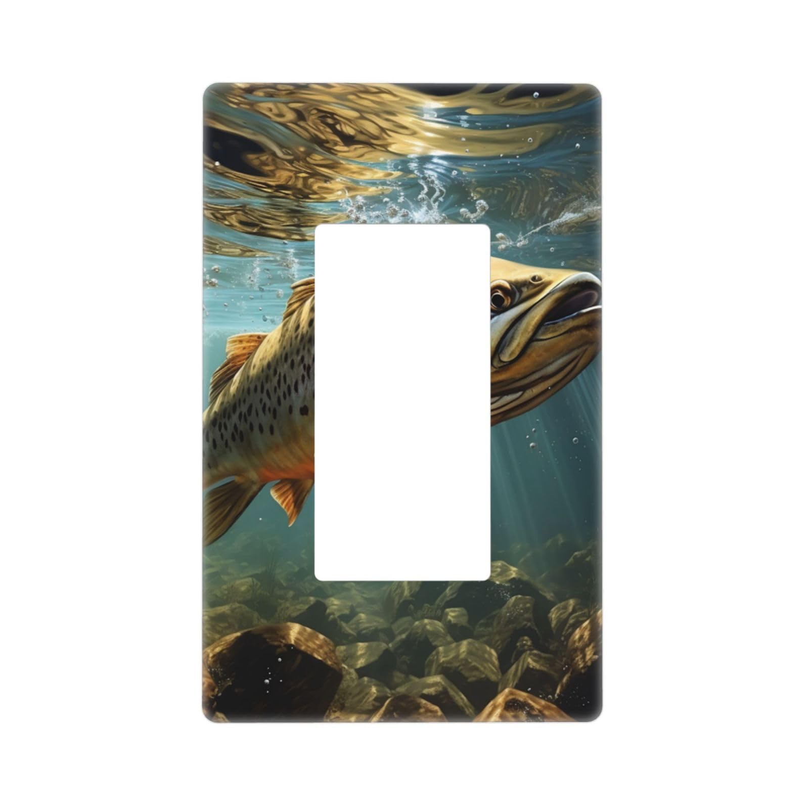 Decorator Wall Plate 1 Gang Light Switch Covers Decorator Receptacle Outlet Covers Fish Wall Plates for Electrical Outlets Plug Cover Single Rocker Switch Plates