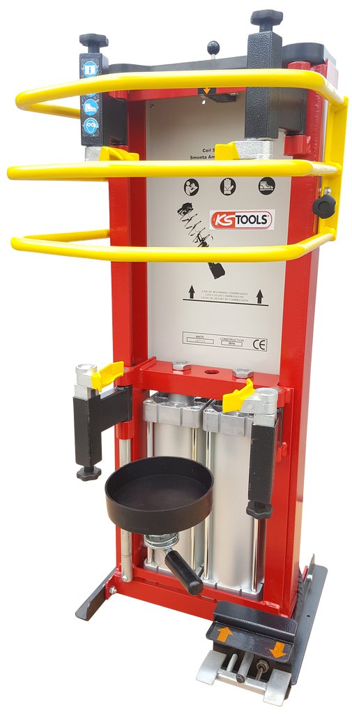 KS Tools 500.8815 Tensor de muelles de aire comprimido con doble cilindro y placa adaptadora para amortiguadores
