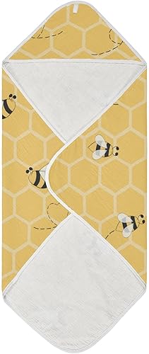 Miniatura 3 de Honey Bees - Toalla de baño para niños y niñas, color amarillo, abejorro, colmena, con capucha, toallas para recién nacidos, de algodón orgánico,