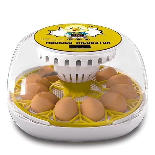 Meuiosd Incubadora de huevos para incubar pollos, 12-24 incubadoras de huevos con giro automático, recarga automática de agua, pantalla Fahrenheit,