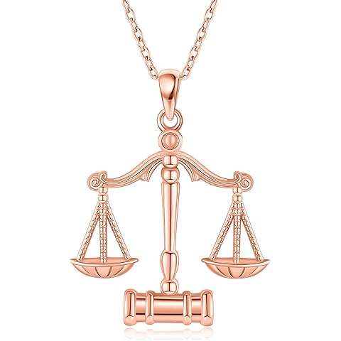 YAFEINI Lawyer Necklace S925 Sterling Silver Justice Scale Pendant Necklace Gavel Necklace Judge RBG Juror Pendant Lawyer Gifts for Women