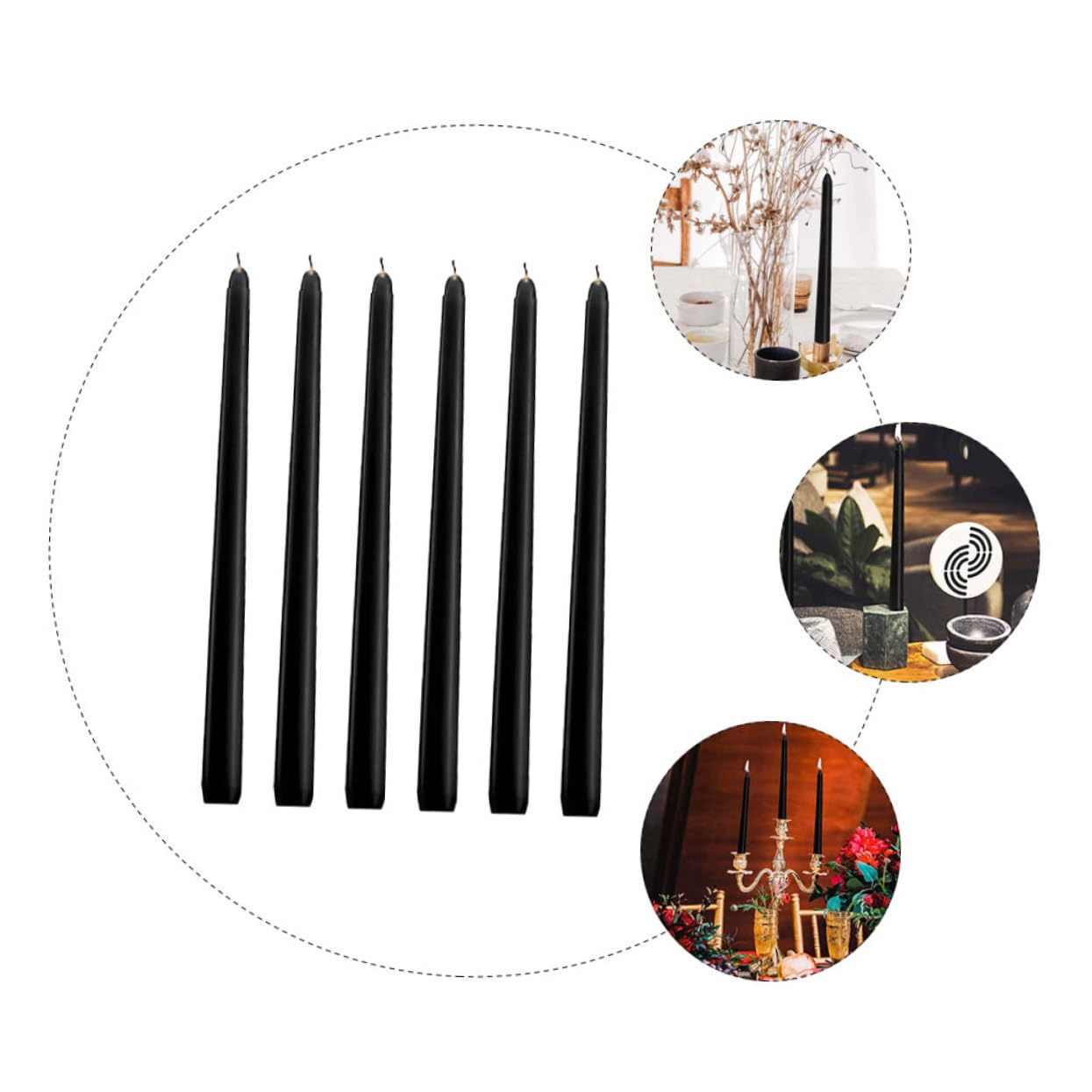 Cabilock Set Di 6 Candele Coniche Alte 25 Cm in Paraffina Nera Decorazione Per La Tavola Ideali Per Matrimoni Feste E Per Creare Latmosfera Giusta Per La Casa.