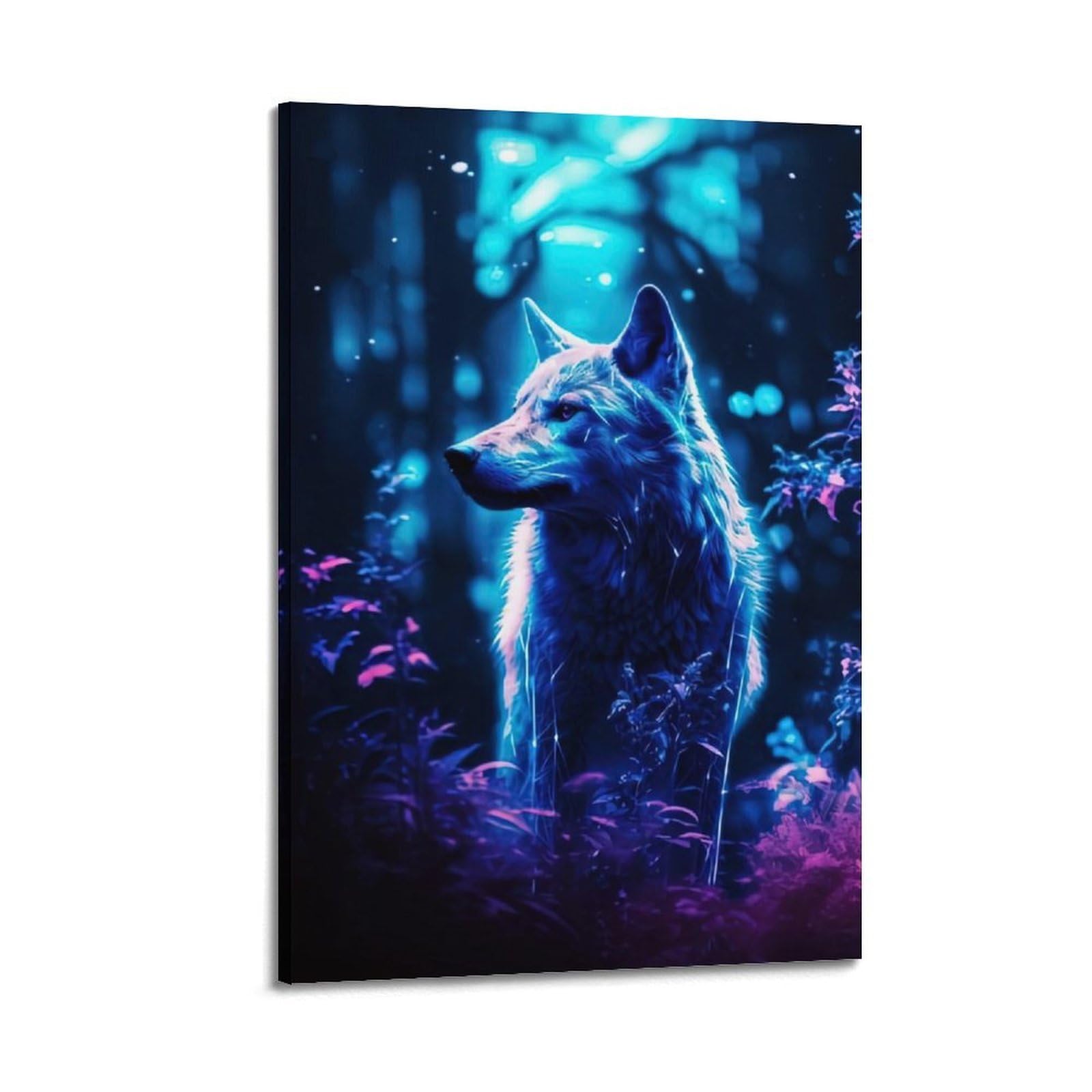 WZKTCL Animal Poster Glowing Wolf Poster Decorative Painting Canvas Wall Posters And Art Picture Print Modern Family Bedroom Decor Posters 20x30inch(50x75cm)