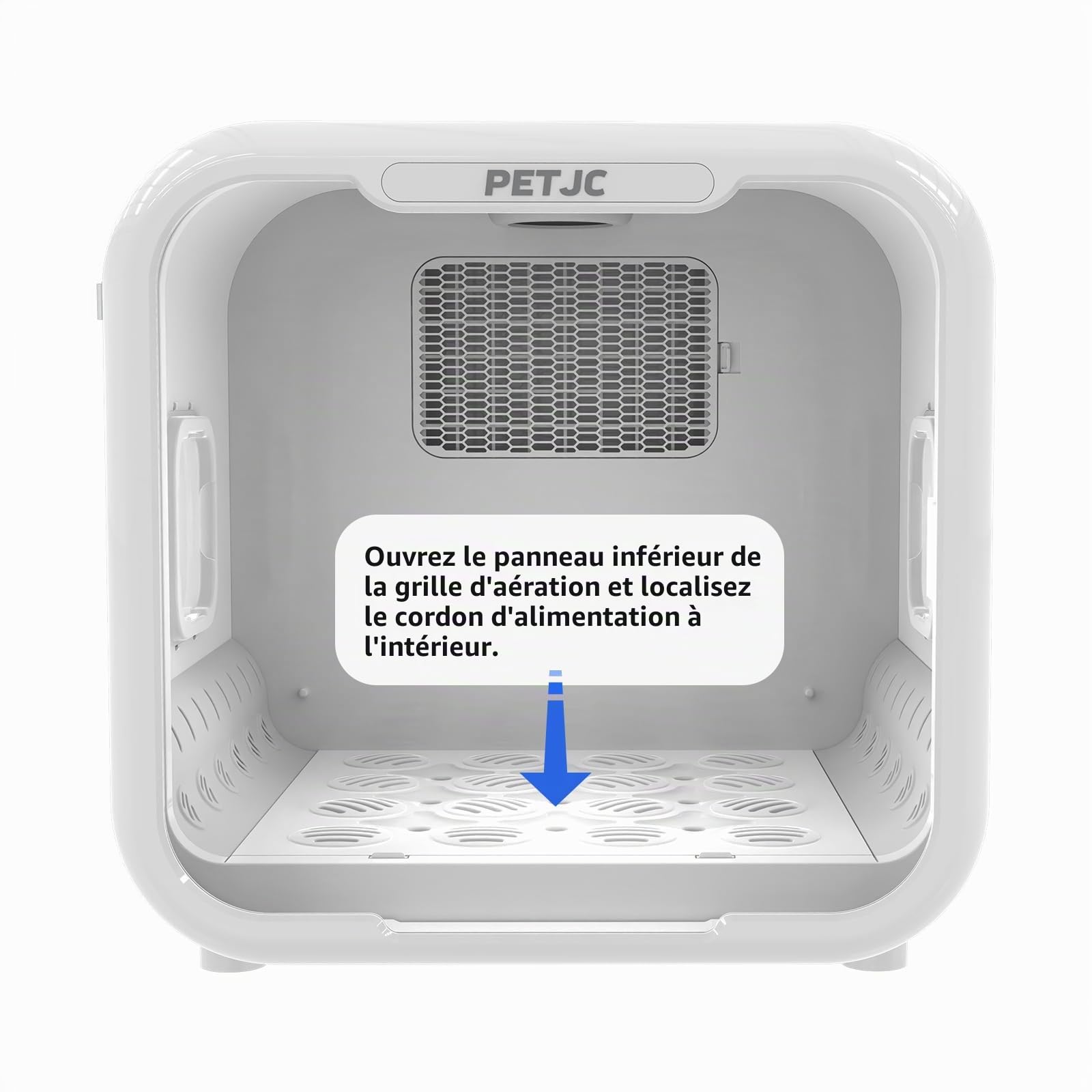 PETJC Sèche-Cheveux Automatique pour Chat et Petits Chiens, 71L Grande Capacité, Contrôle Intelligent de la Température,boîte de séchage de cheveux d'animaux de compagnie ultra silencieux 360 séchage