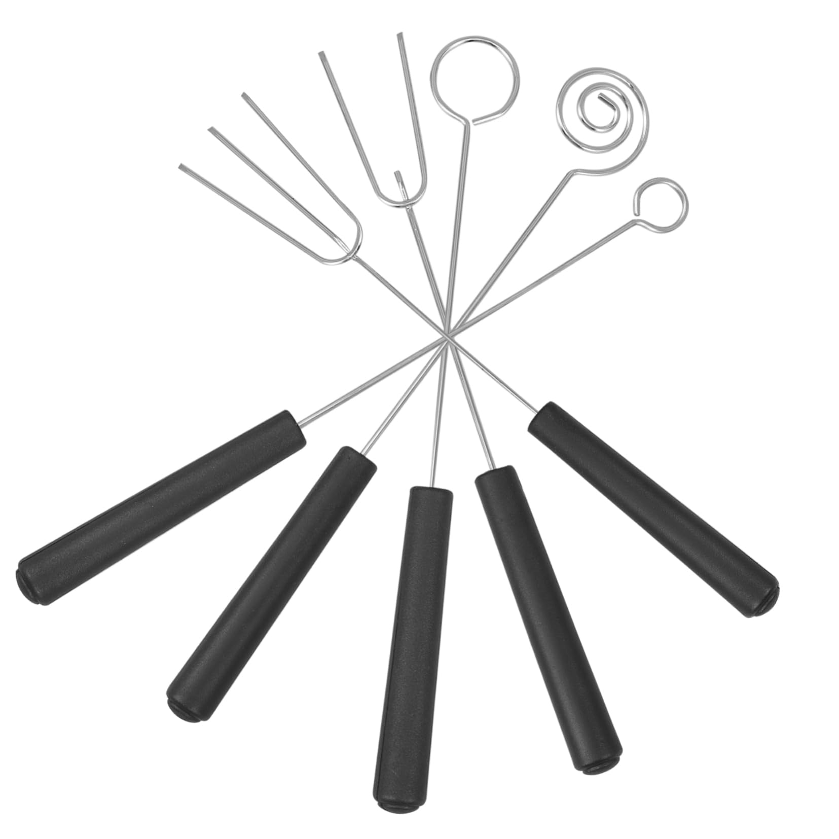 HEMOTON 5PCS Stainless Steel Chocolate Fork Durable Kitchen Tools for Barbecue Candy and Dessert Dipping Includes Two Forks Spiral and Shapes