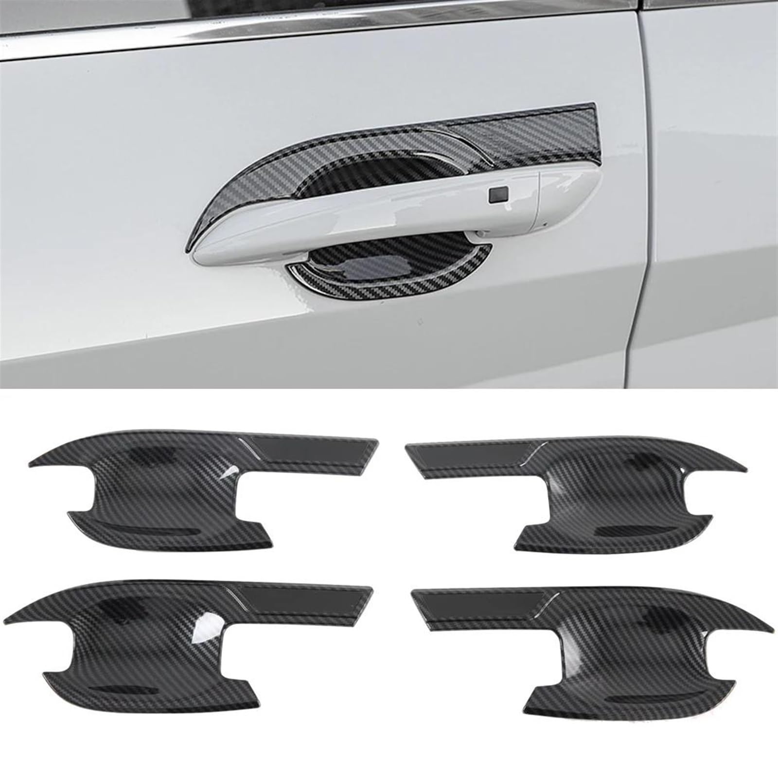 NOHEEU Car Accessories Exterior Door Side Handle Bowl Cup Cover Trim 4 Pack for Hyundai for Elantra (CN7) 2020-2023(Black)