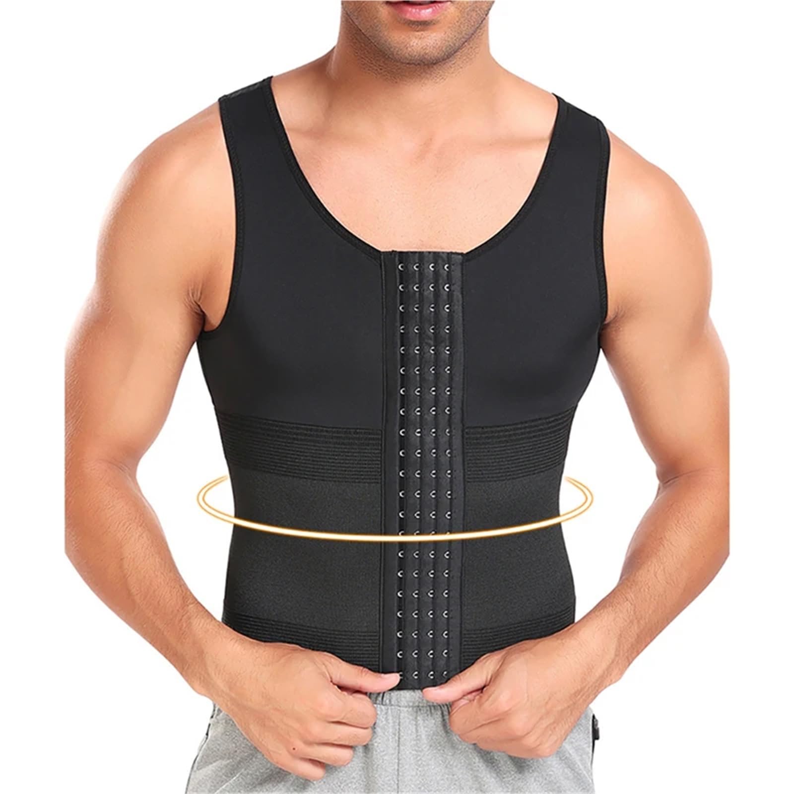 Prendas Moldeadoras Hombre Camiseta sin Mangas Moldeadora de Cintura con Control Abdomen y 4 Filas Ganchos for Hombre. Camisetas compresión for moldear el Cuerpo. Faja Reductora