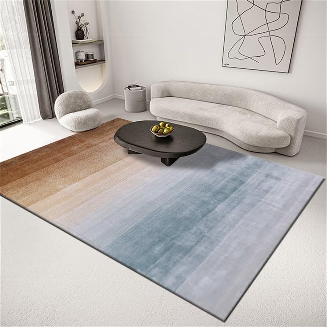 Tapis salon et bureau moderne bleu abstrait pour intérieur épuré