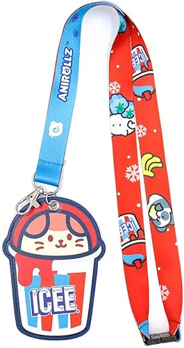 Anirollz ICEE Cup - Cordón de identificación de personaje de animal de peluche, regalo de cumpleaños, graduación, llaveros, accesorios para