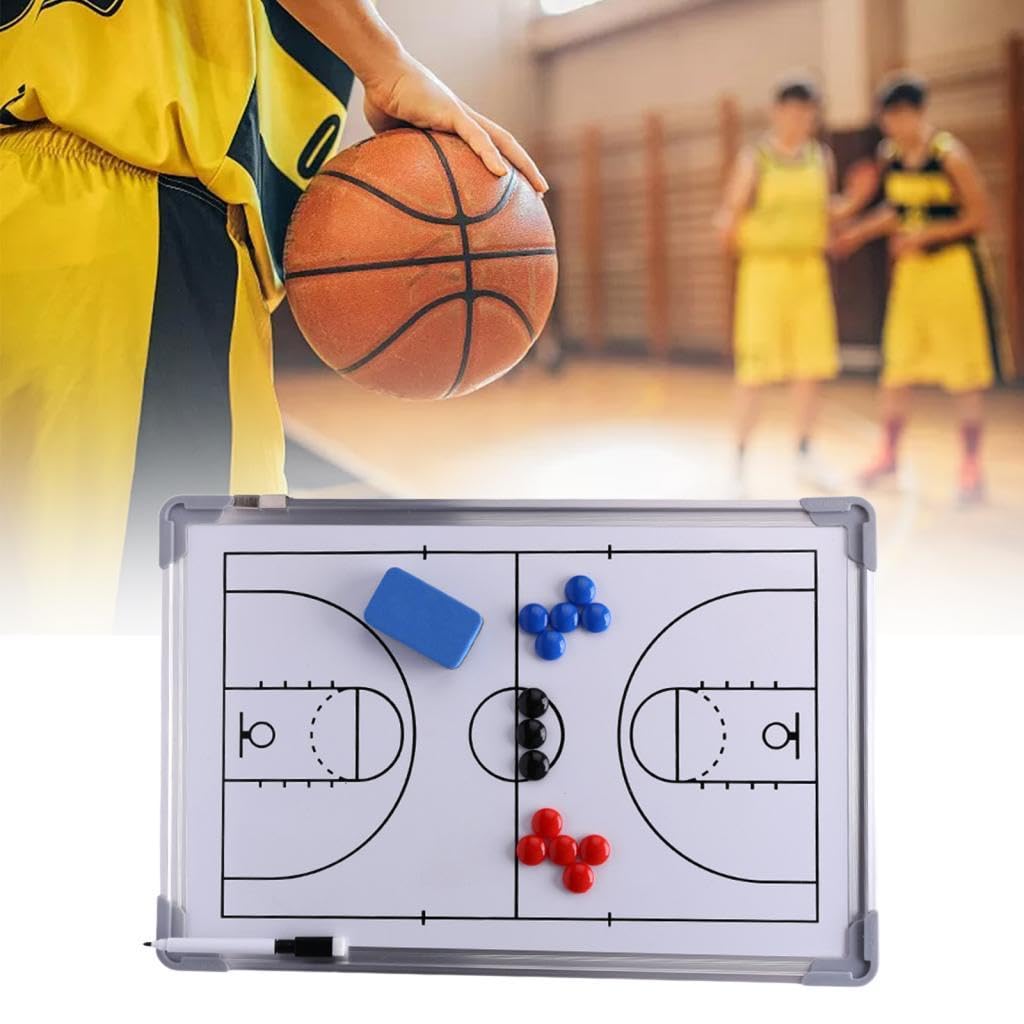 Lavagna Allenatore Basket Portatile con Pennarello E Pedine Struttura Robusta in Alluminio Impermeabile Superficie Cancellabile Adatta per Dirigenti